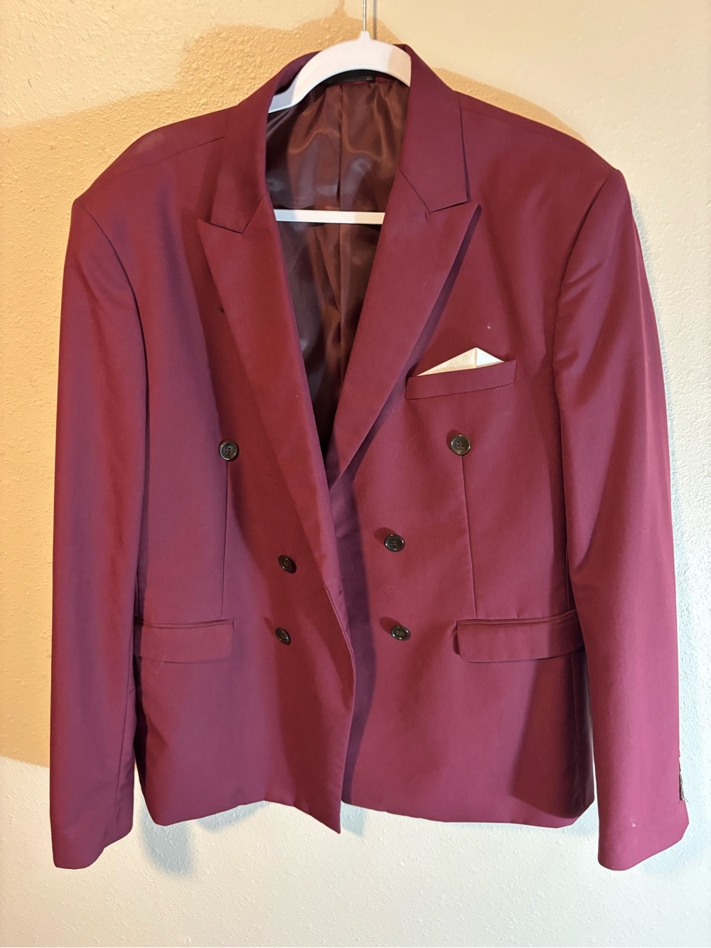 Amazon Men's Double-Breasted Burgundy Sport Coat Blazer
